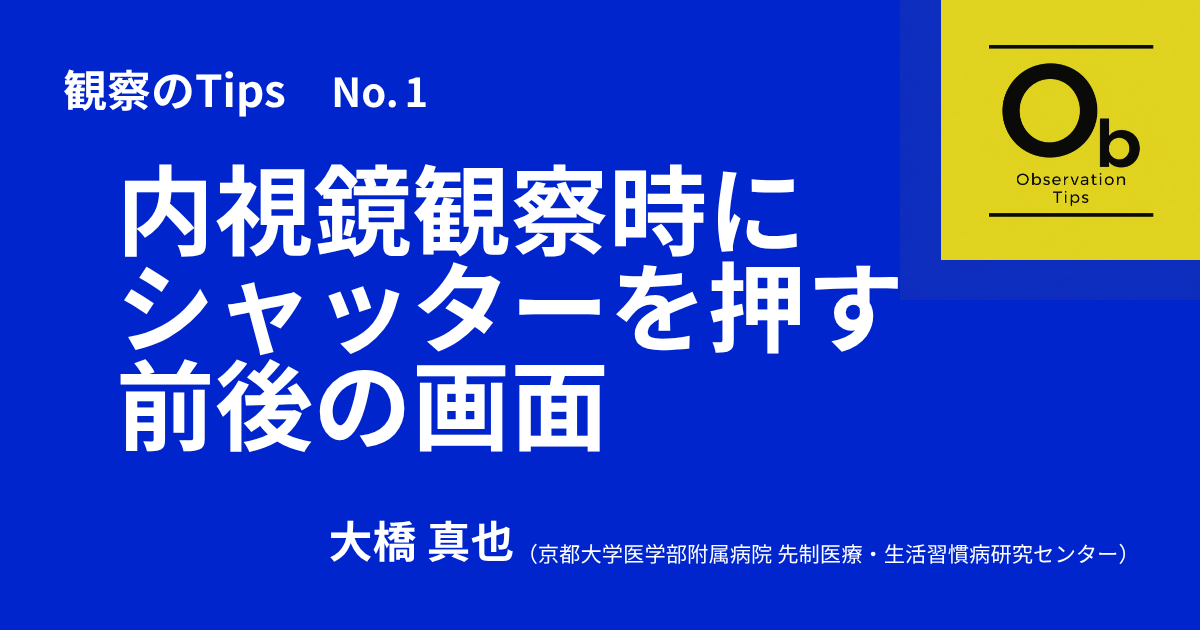 Ob_01　内視鏡観察時にシャッターを押す前後の画面<BR>　大橋 真也（京都大学医学部附属病院 先制医療・生活習慣病研究センター）